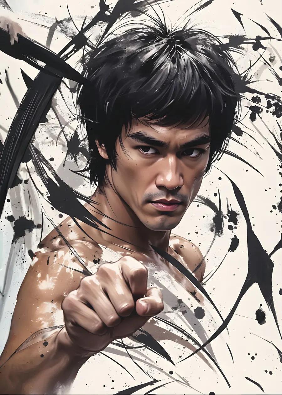 Bruce Lee in Martial Arts Pose