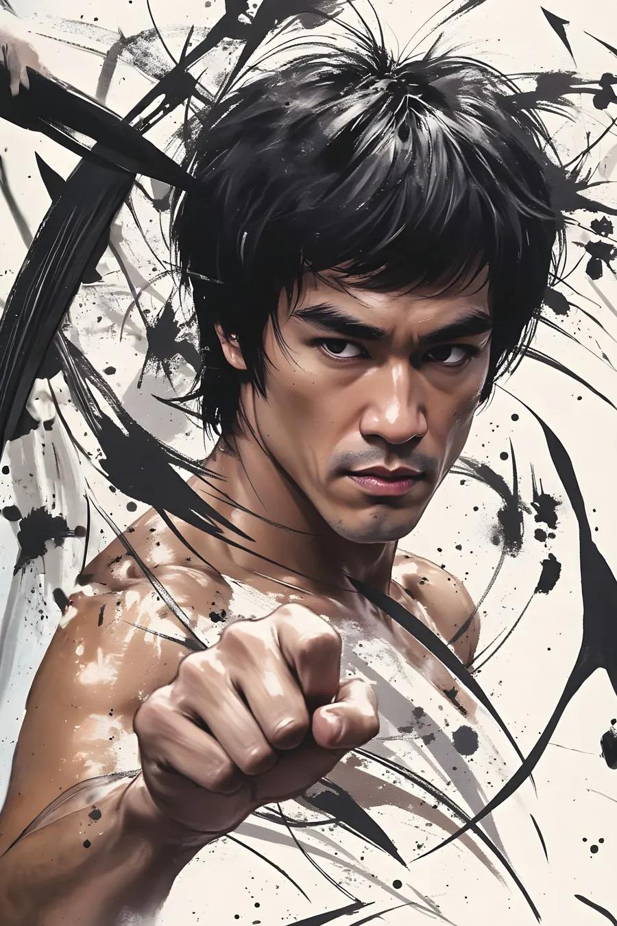 Bruce Lee in Martial Arts Pose