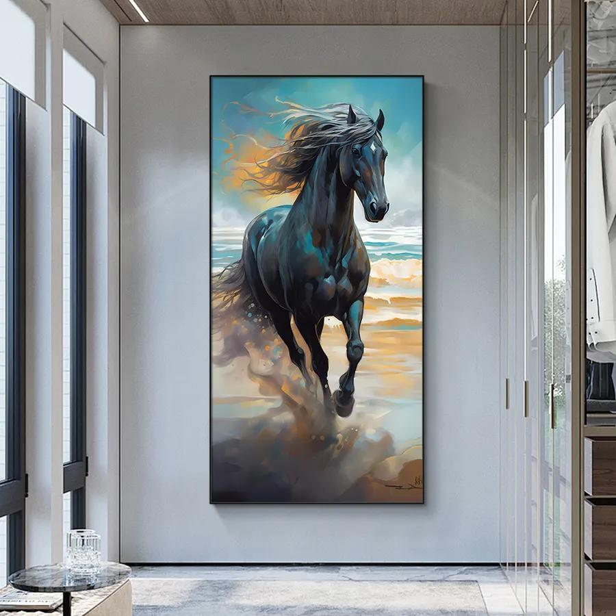 Galloping Black Stallion