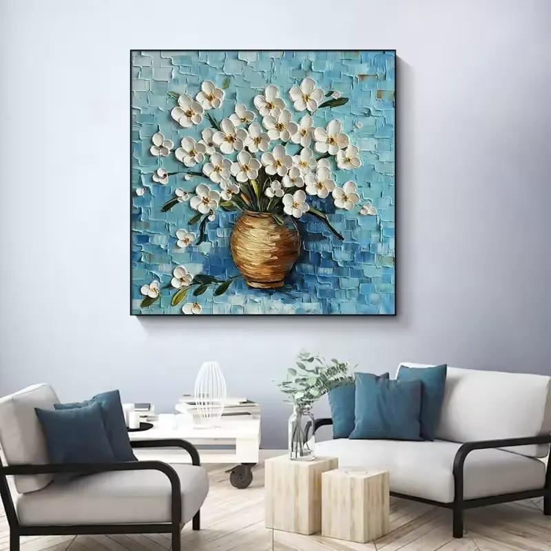 Ceramic Vase with White Flowers