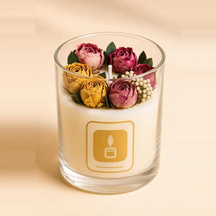 Champagne Brunch Botanical Bloom Glass Candle